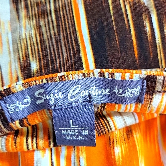 Suzie Couture Wood Bead Embellished Tie Open Shoulder Top Size L - Picture 5 of 6